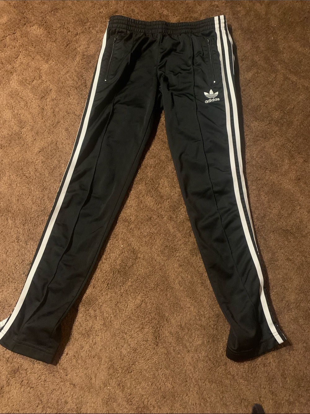 adidas Black Joggers with White Three-Stripes